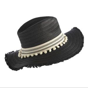 SHIRALEAH Vegan Black Straw Baracoa Beach Hat NWT